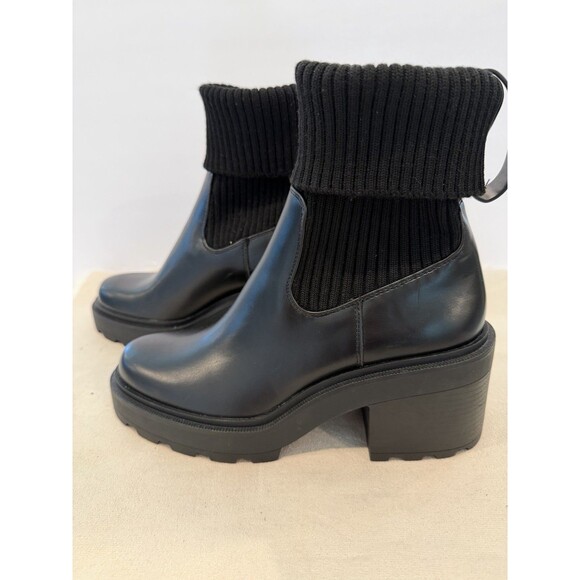 ZARA Women Ribbed Sock Chunky Ankle Boots With Track Sole Black US 7.5 EUR 38 - Picture 8 of 13